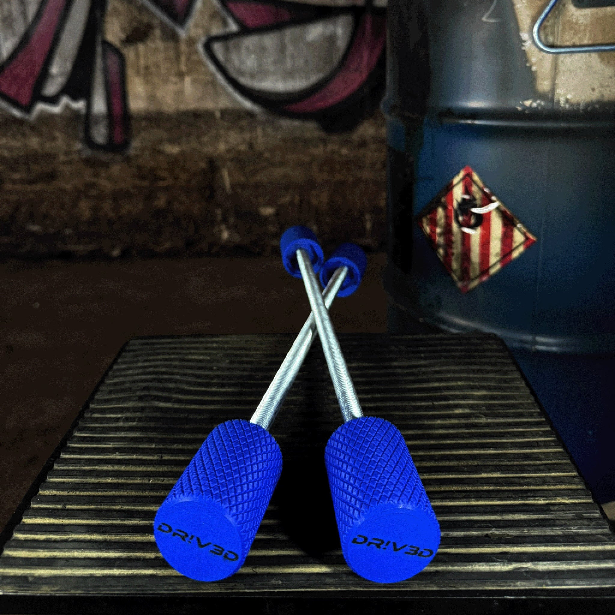 DRIV3D Stuntpegs – BLAU – Kompakte Axle Sliders (60 mm)